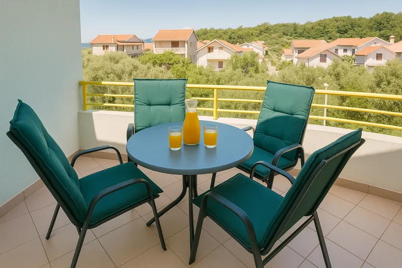 Apartman A4 – prostran smještaj u Podaci s pogledom na more balkon